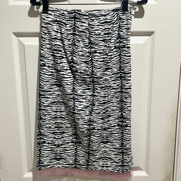 Bliss Zebra Print Skirt w/Pink bead Fringe Size 4 - Picture 4 of 9